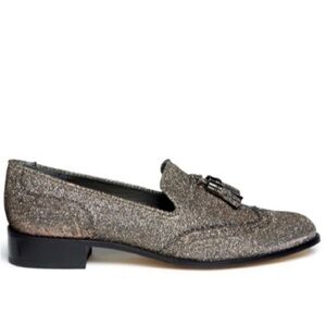 STUART WEITZMAN Women's 'Guy Thing' Metallic Lurex Tassel Slip-ons Loafers 7.5